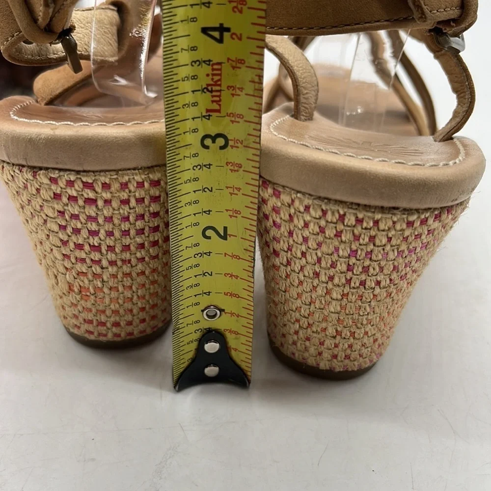 Ugg Leather pink orange wedge sandal Sz 9. MCW0669A